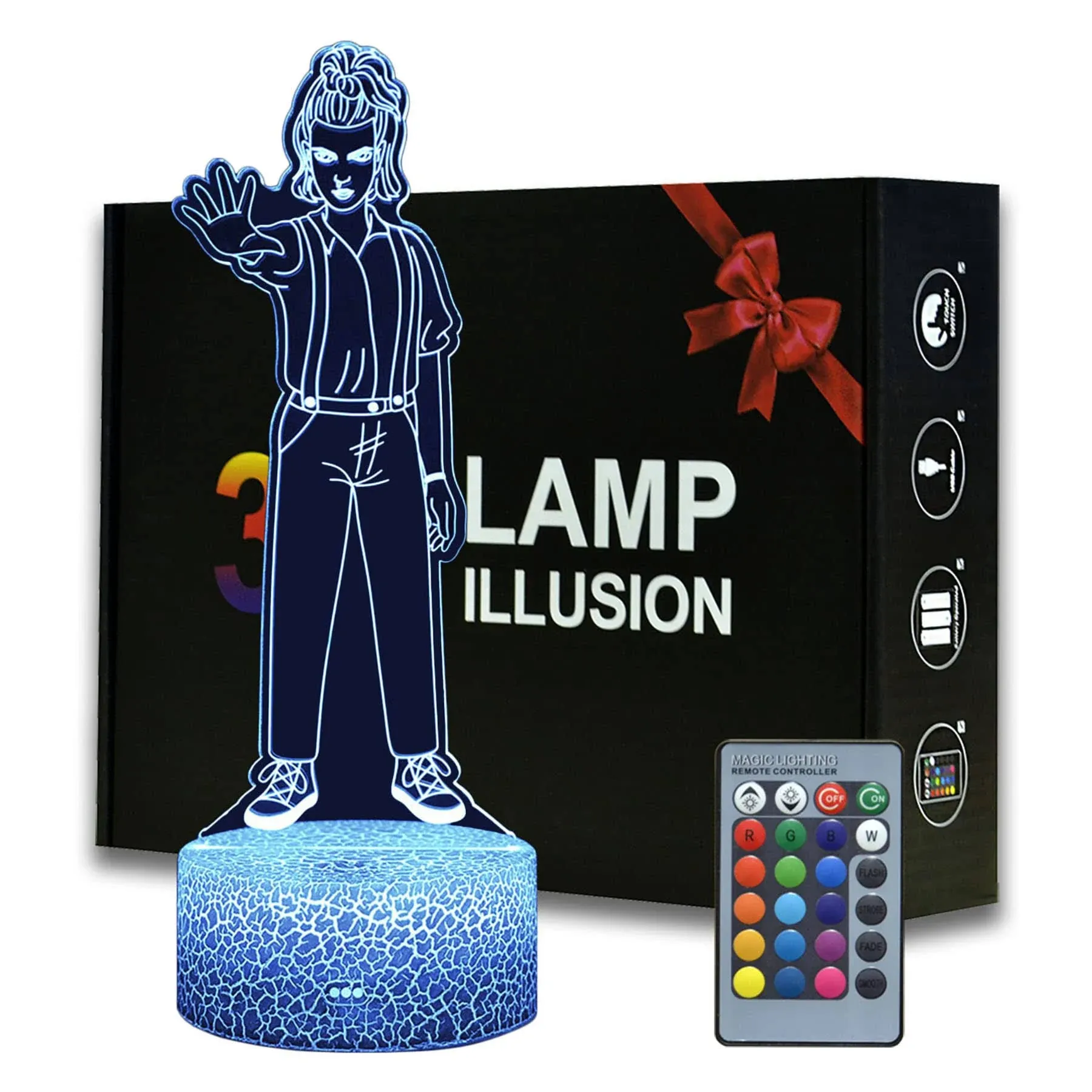 3D Illusion Eleven Figurine Night Light , 16 Colors Changeable Desk Lamp with ...