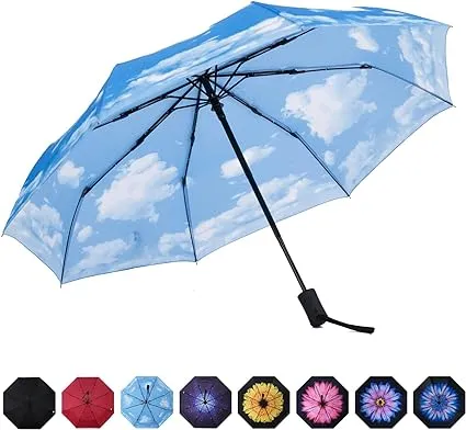 Sy Compact Travel Umbrella Windproof Automatic Lightweight Unbreakable Umbrellas