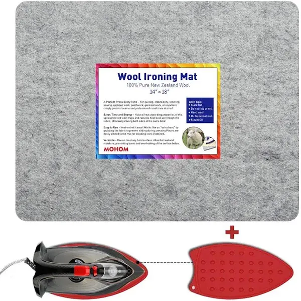 MOHOM 24" x 17" Wool Pressing Mat 100% New Zealand Felted Wool Ironing Mat Pad Blanket for Quilter, Sewing, Quilting Supplies and Notions