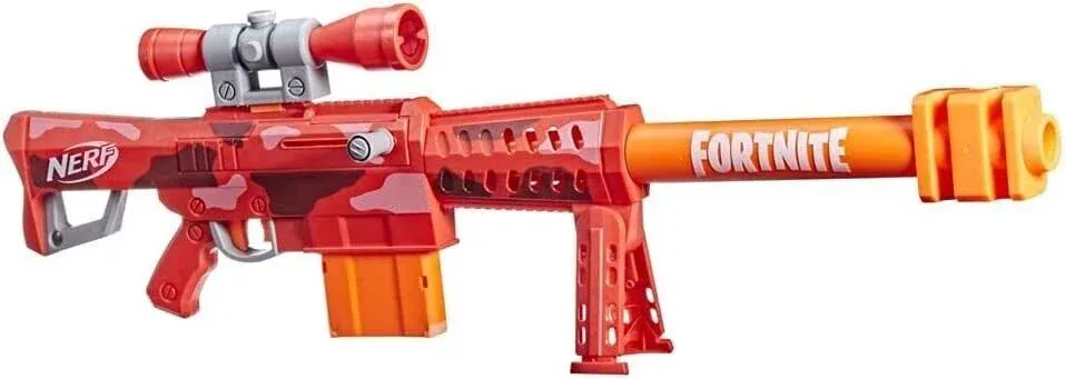 NERF Fortnite Heavy SR Blaster Scope, Big Blaster, 6 Mega Darts