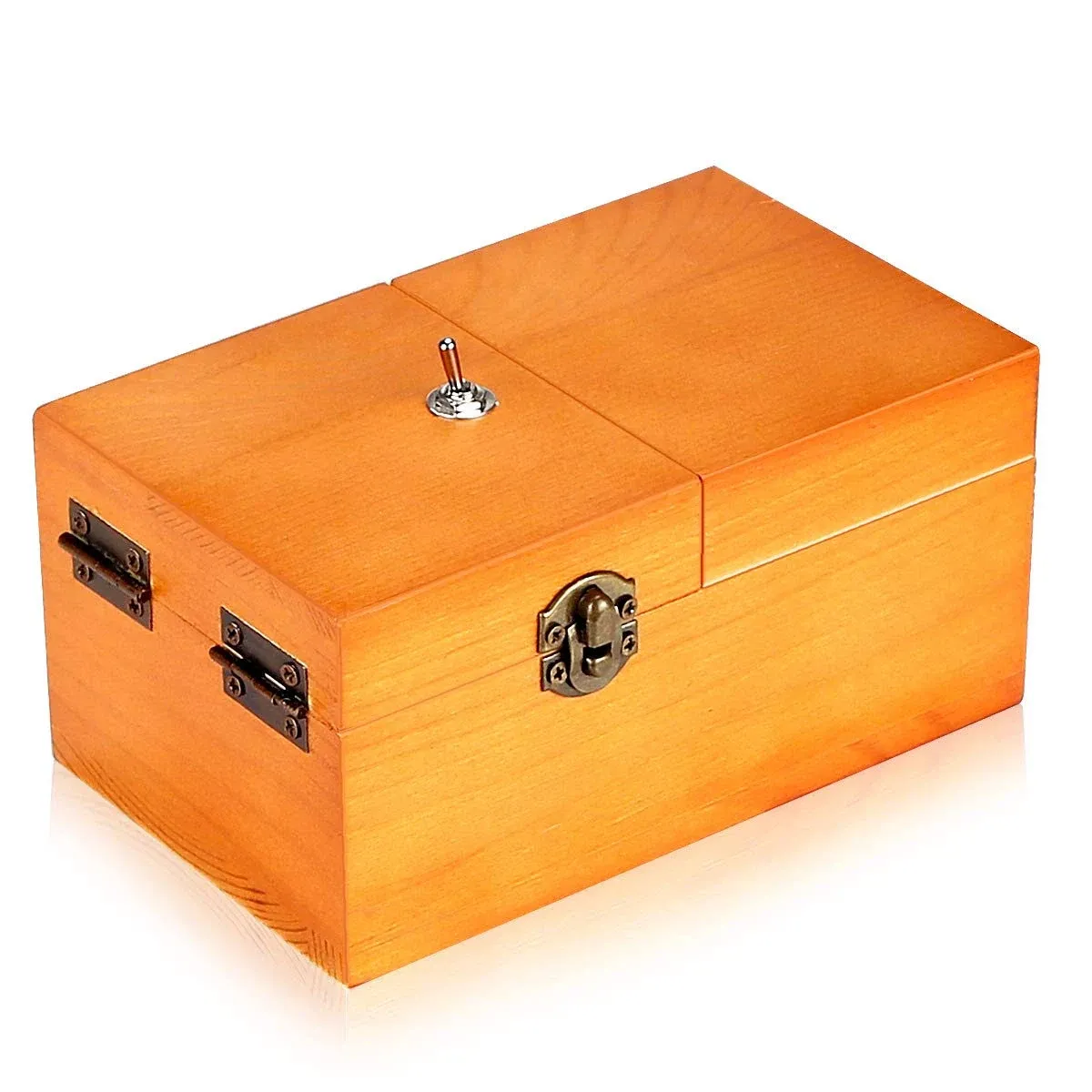 Calary Useless Box Turns Itself Off in Wooden Storage Box Alone Machine