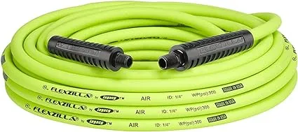 Flexzilla Air Hose 1/4 in x 50', 1/4 in. MNPT Fittings, Heavy Duty, Lightweight, Hybrid, ZillaGreen - HFZ1450YW2