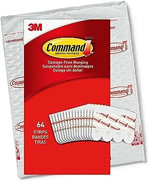 Command Large Refill Adhesive Strips, Damage Free Hanging Wall Adhesive Strips for Large Indoor Wall Hooks, No Tools Removable Adhesive Strips for Living Spaces, 20 White Command Strips