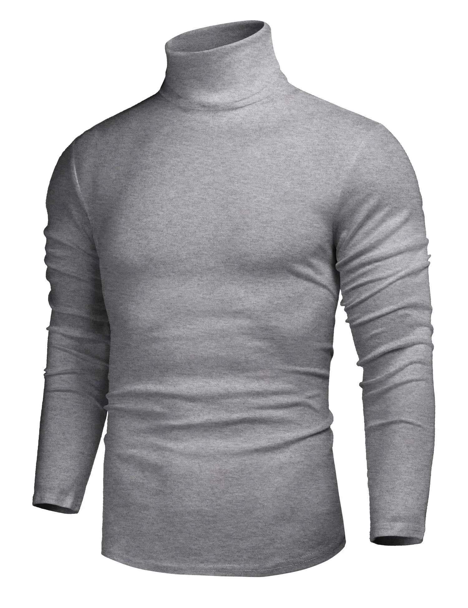 Poriff Men's Casual Slim Fit Basic Tops Knitted Lightweight Turtleneck Pullover Sweater