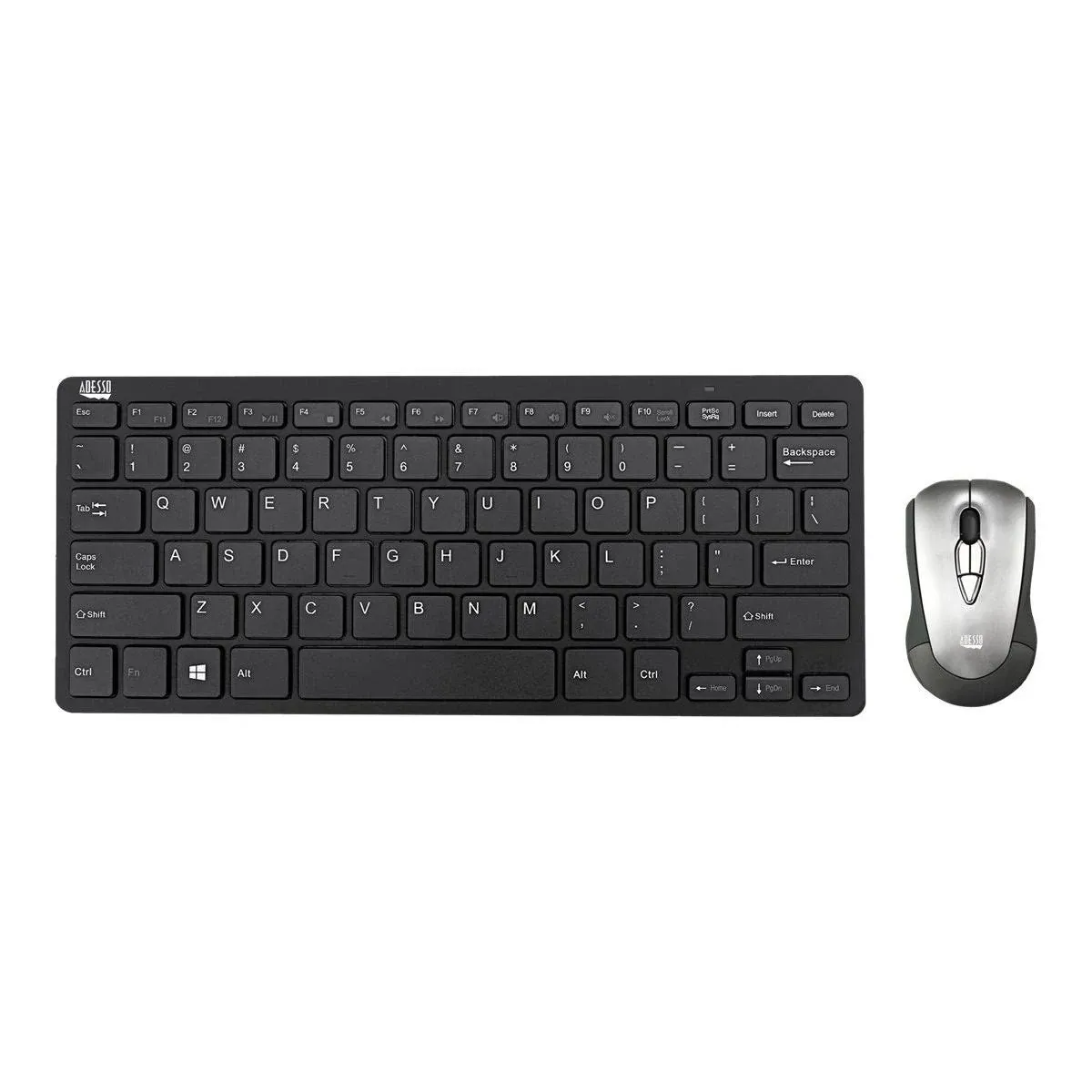 Adesso WKB-5100CB Air Mouse Mobile With Compact Keyboard, Wireless 2.4 GHz, Rechargeable Battery, Quiet Keys, Slim