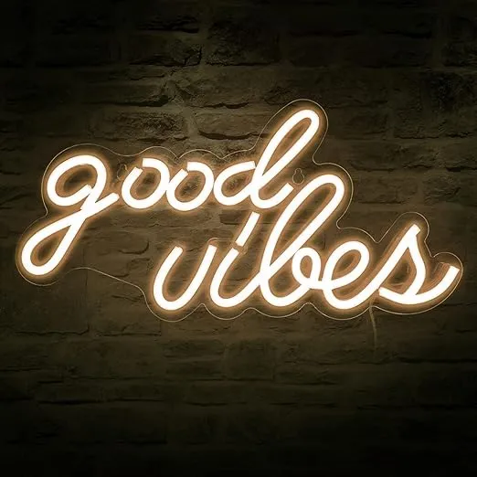  Good Vibes Neon Sign for Wall Decor，Powered by USB Neon Light for White