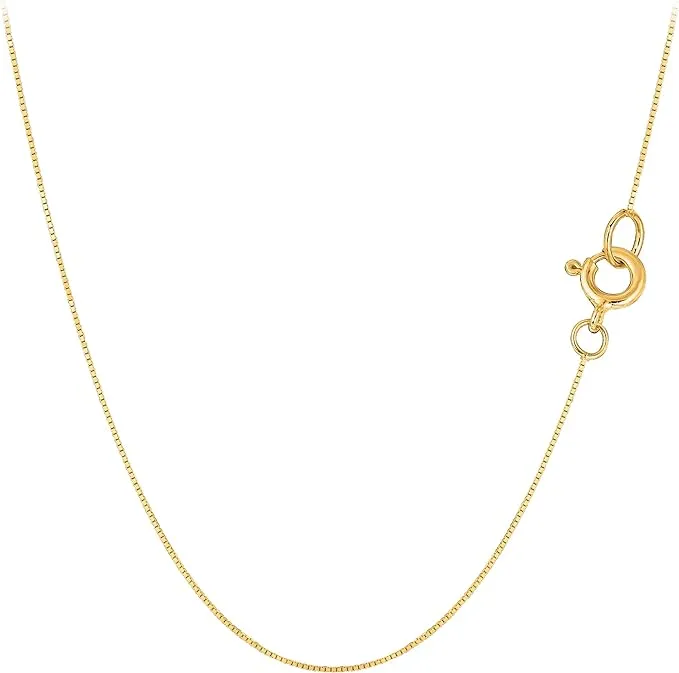 10K Yellow Solid Gold Box Chain Necklace