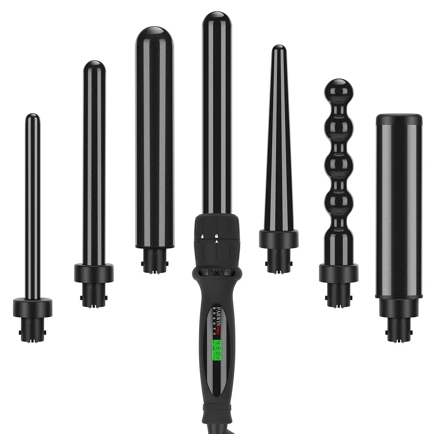 Curling Iron, 7 in 1 Curling Wand Set with 7 Interchangeabl<wbr/>e Barrels and Heat Pr