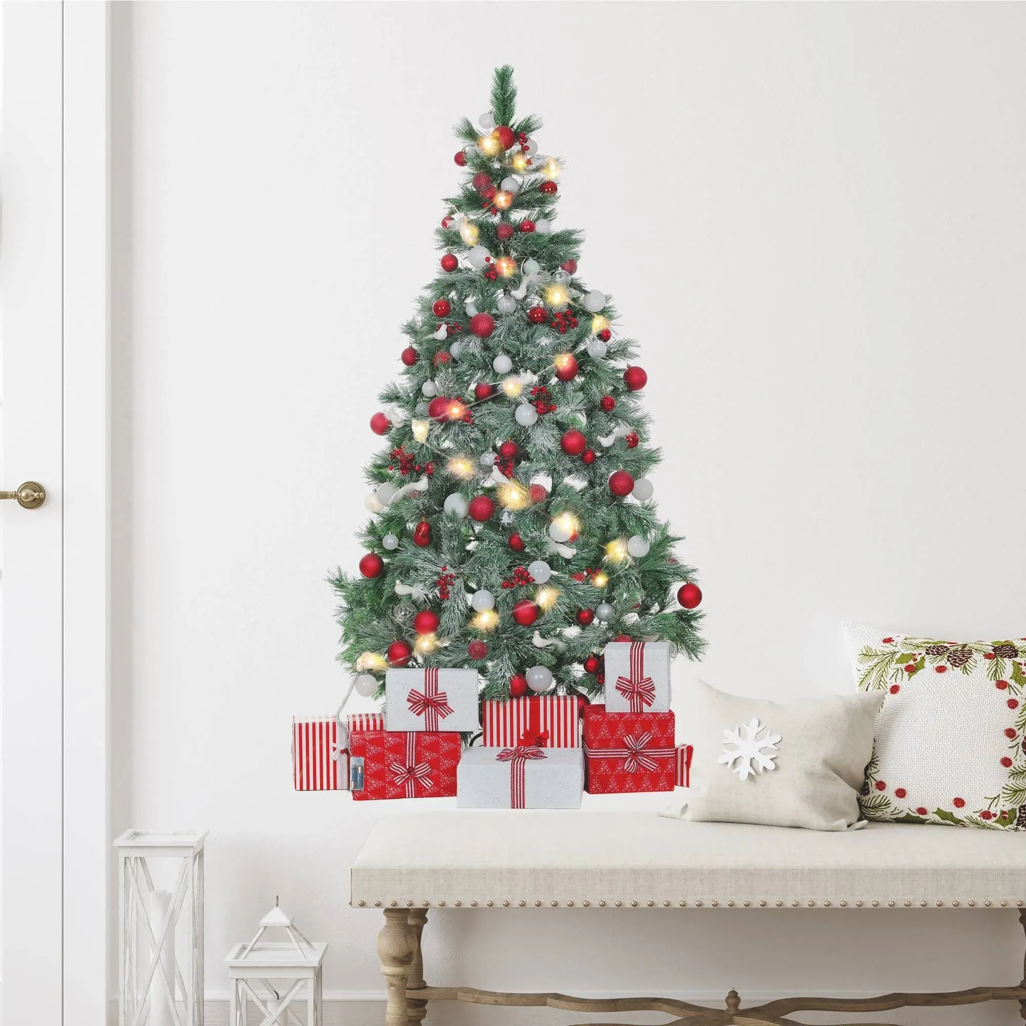 Christmas Tree Giant Peel & Stick Wall Decals With String Lights