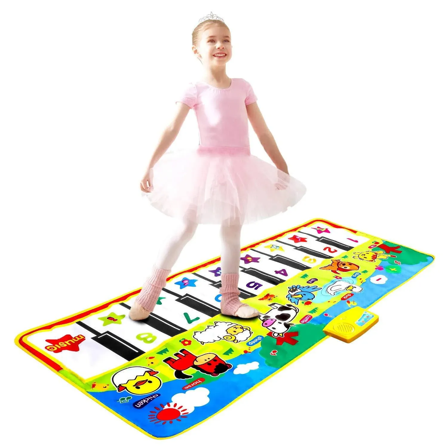 M Sanmersen Piano Mat 53'' x 23'' Musical Toys for Toddlers Floor Piano Touch Playmat with 8 Animal Sounds Music Piano Keyboard Dance Mat Early