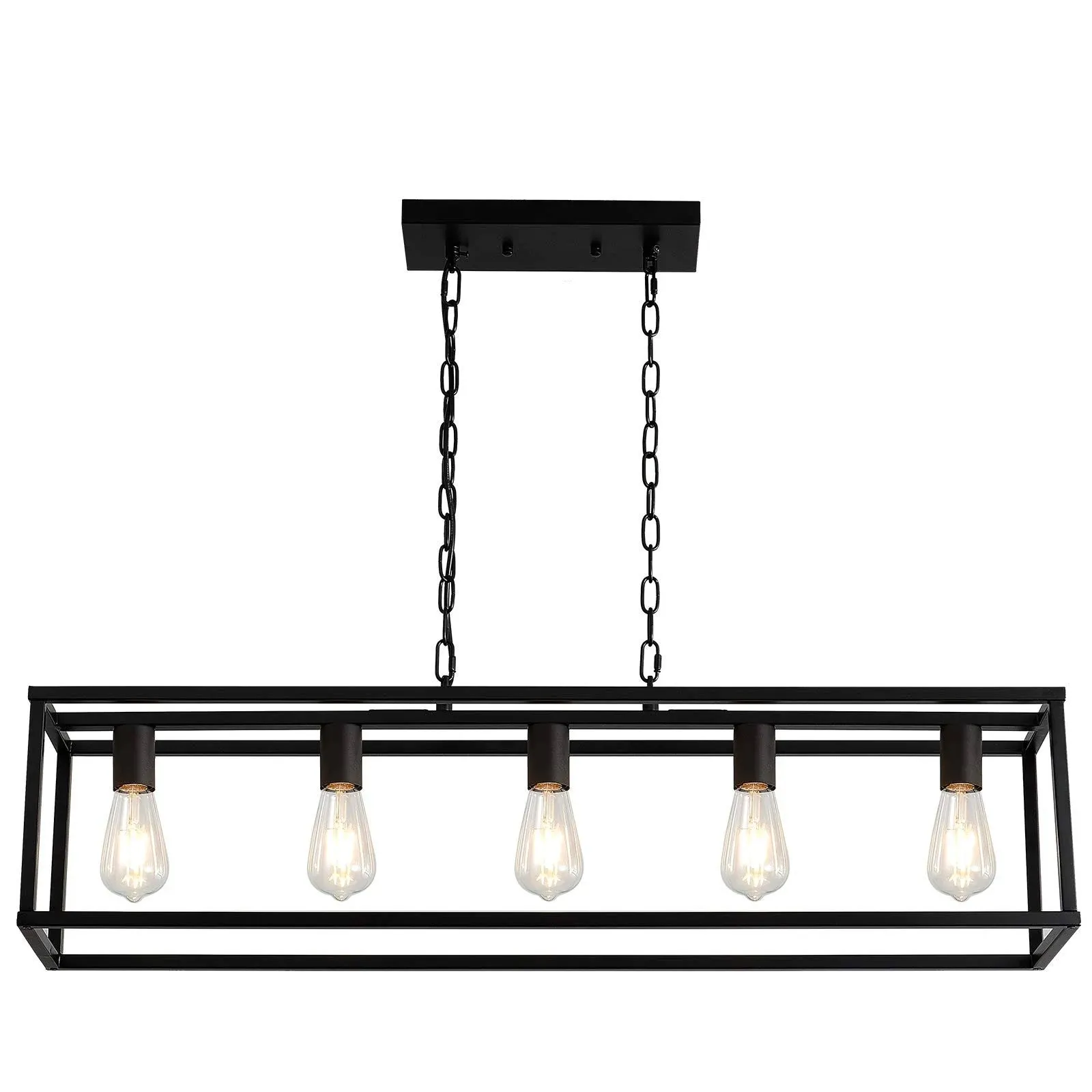 Farmhouse Light Fixture Dining Room Black 5 Light Pendant Lighting Fixtures Hang