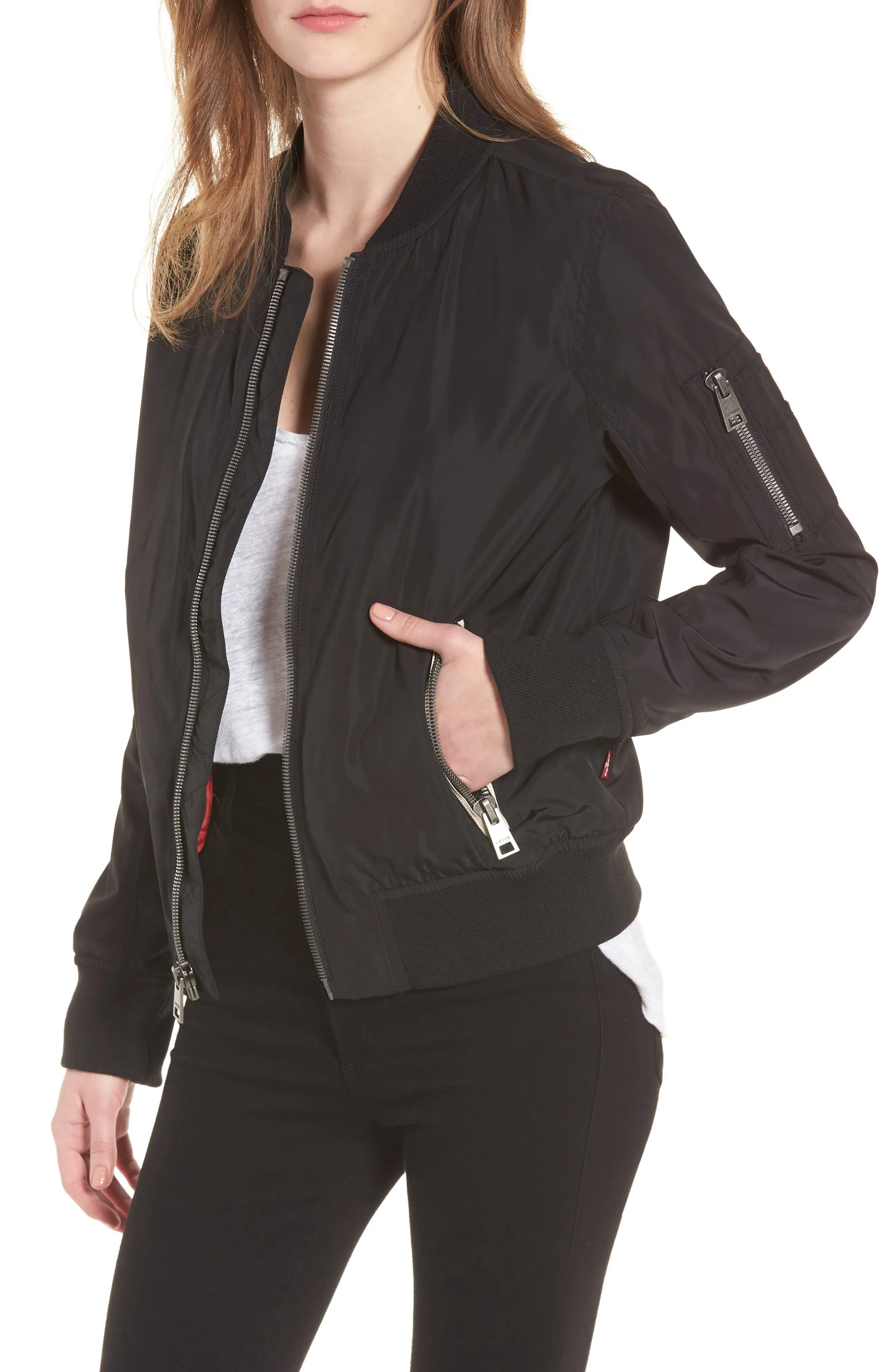 Levi's Women's Zip-Detail Bomber Jacket - Black