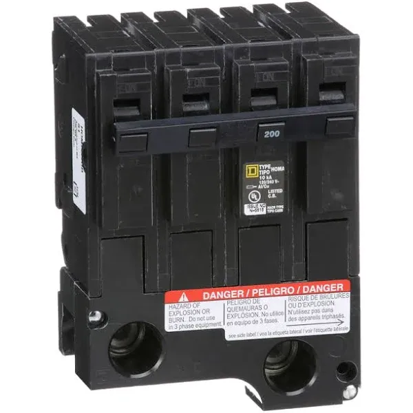 SQUARE D HOMELINE HOM2200BB 200 AMP 120/240 VOLT MAIN BREAKER