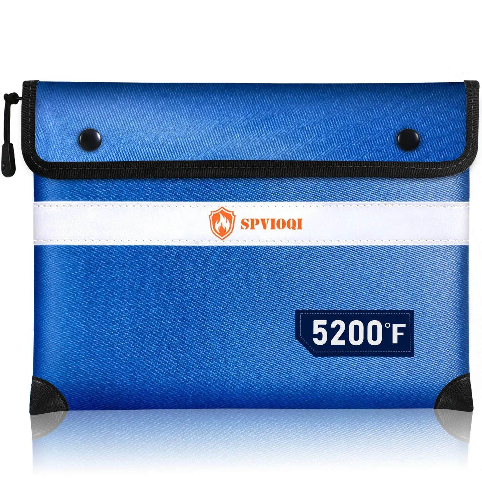 SPVIOQI Upgraded 5200°F Fireproof Document Bag - with Heat Insulated, Waterproof Fireproof Bag with Zipper/Reflective Strip, 8 Layers of