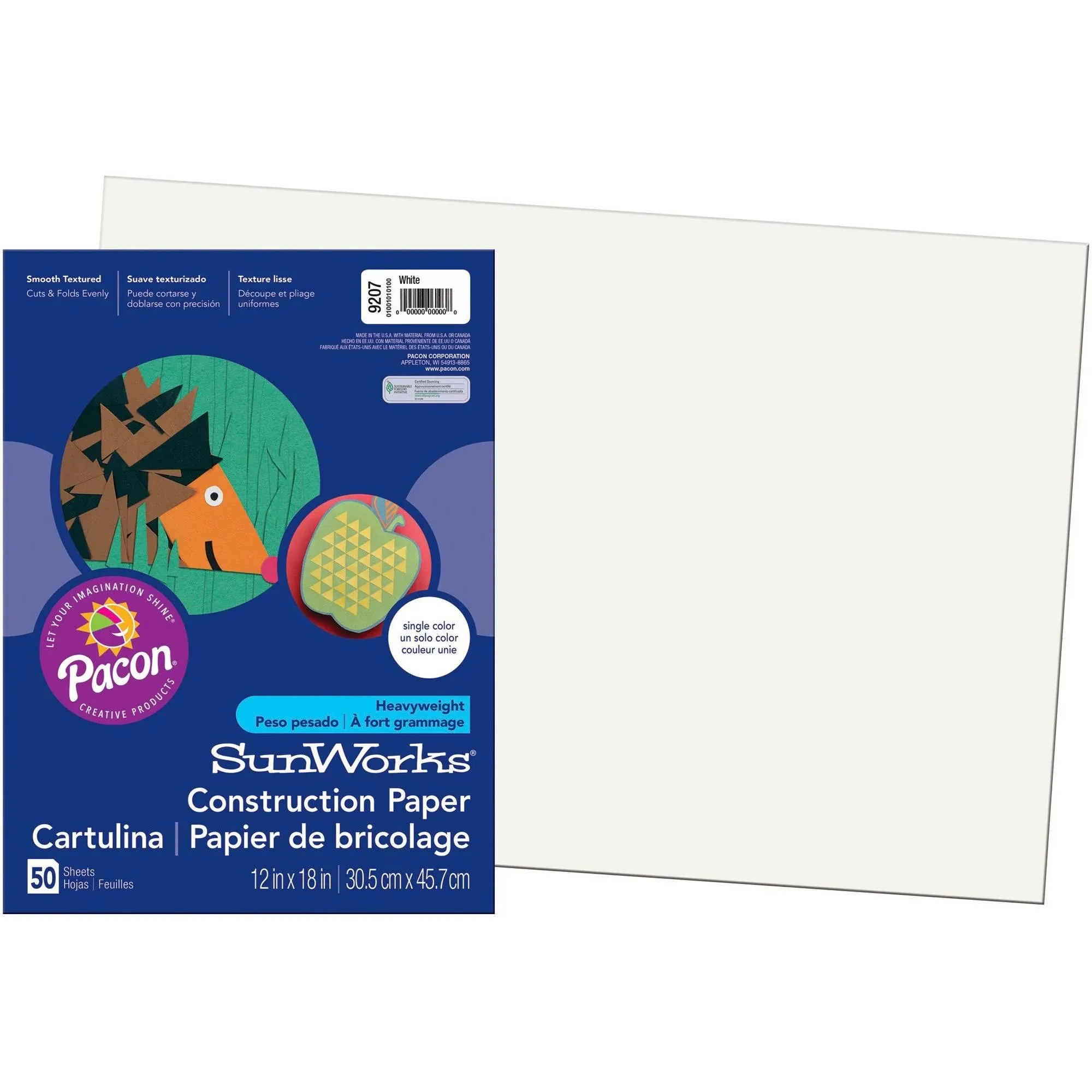 Prang Formerly SunWorks Construction Paper White 12&#034; x 18&#034; 50 Sheets