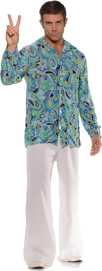 UNDERWRAPS 1970's Themed Men's Shirts - Halloween Hippie Disco Cosplay Costume…