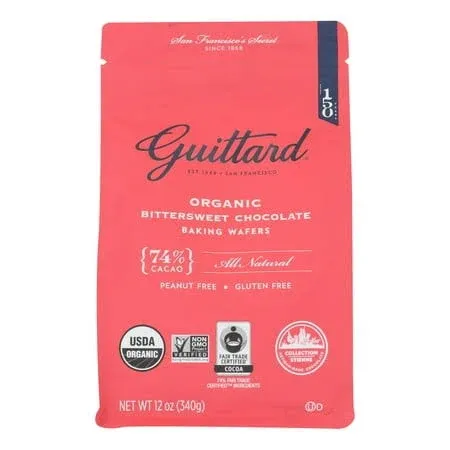 Guittard Chocolate Baking Wafers - Organic - 74% Bittersweet - Case of 8 - 12 oz