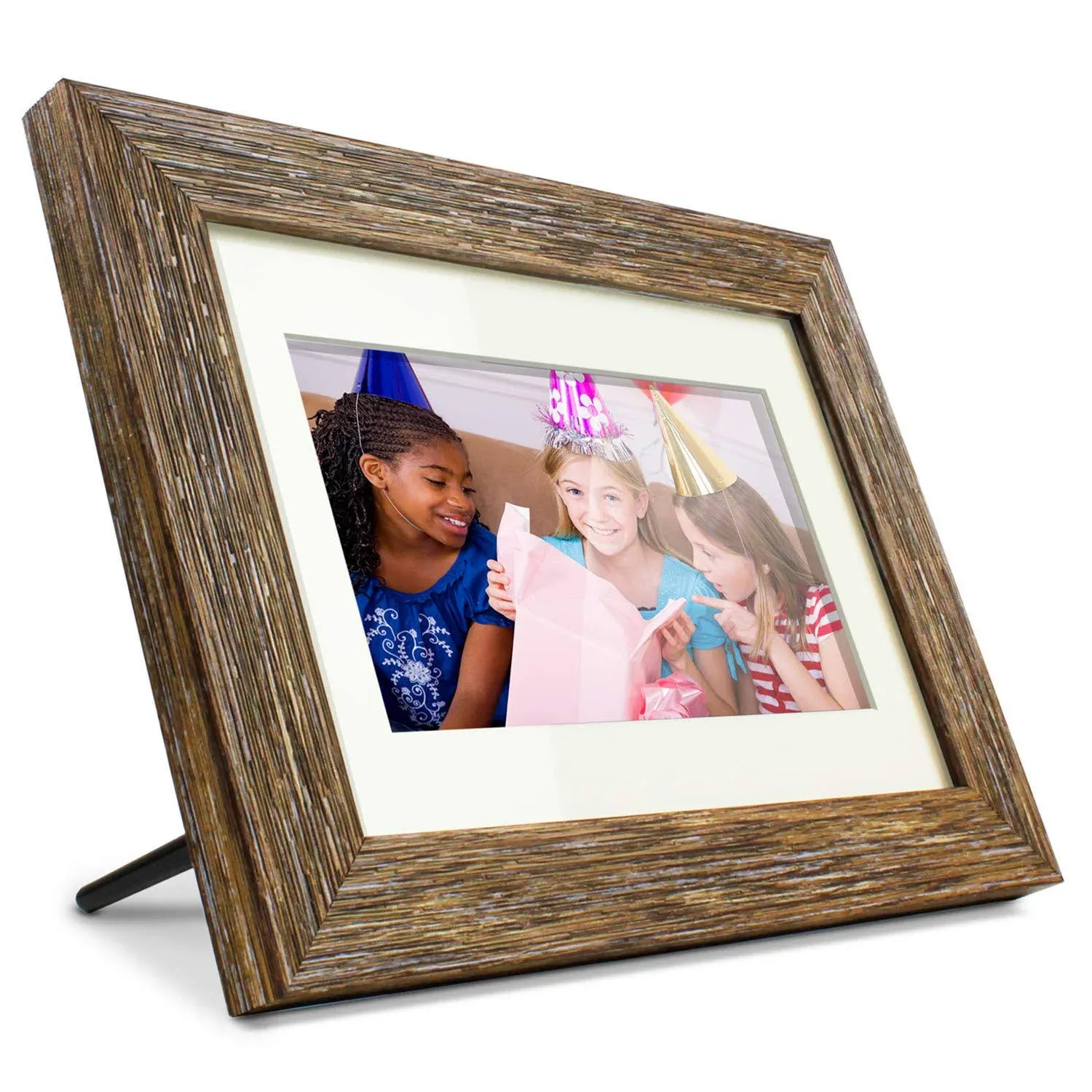 Aluratek Distressed Wood Digital Photo Frame with Automatic Slideshow - 7 inch