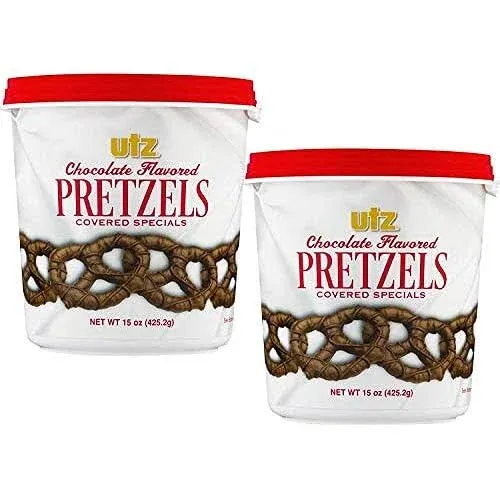 Utz Milk Chocolate Flavored Covered Pretzels- 15 oz. Tub (2 Tubs)