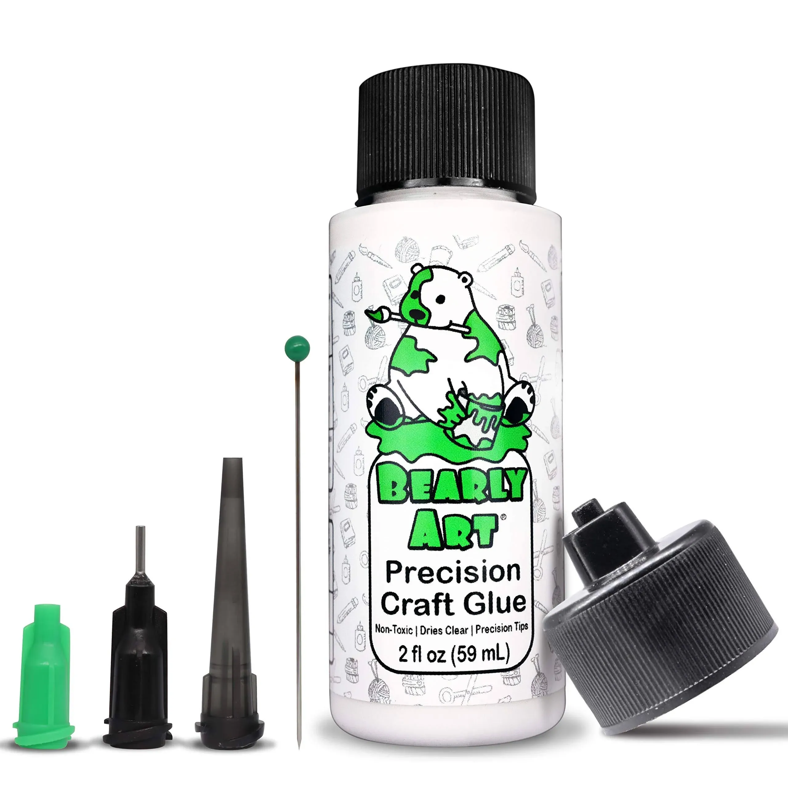 Bearly Art Precision Craft Glue - The Mini - 2FL oz with Tip Kit - Dries Clear -