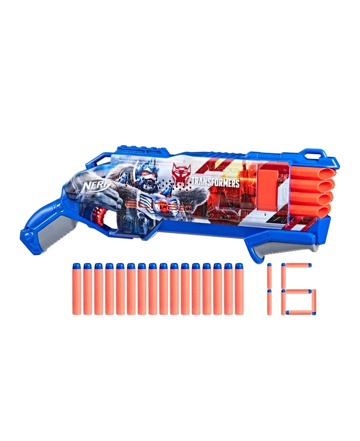 NERF Transformers Optimus Primal Dart Blaster, 16 Nerf Elite Darts, Pump Action, Toy Foam Blasters for 8 Year Old Boys & Girls & Up