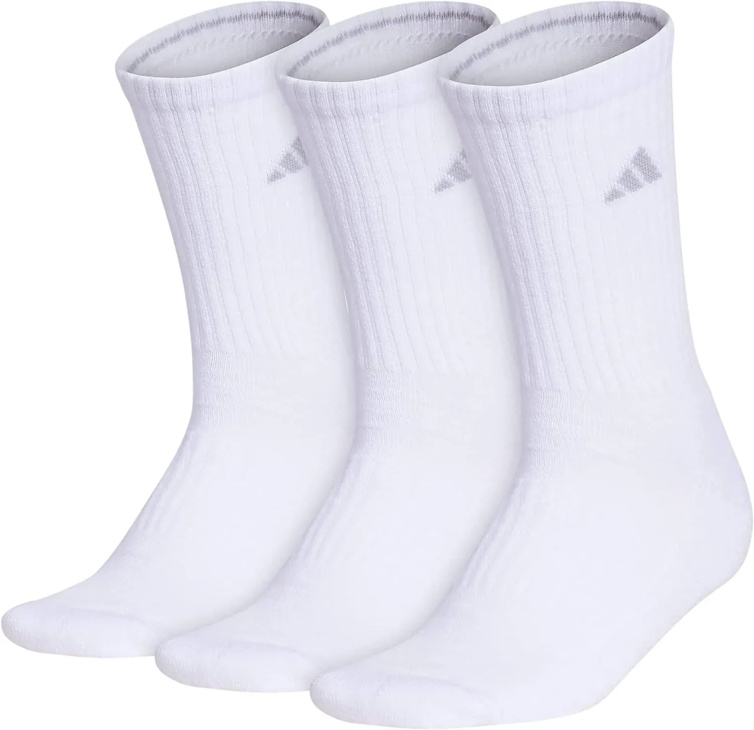 Adidas Women's Cushioned 3.0 3-Pack Crew Socks, White/Clear Onix Grey / M