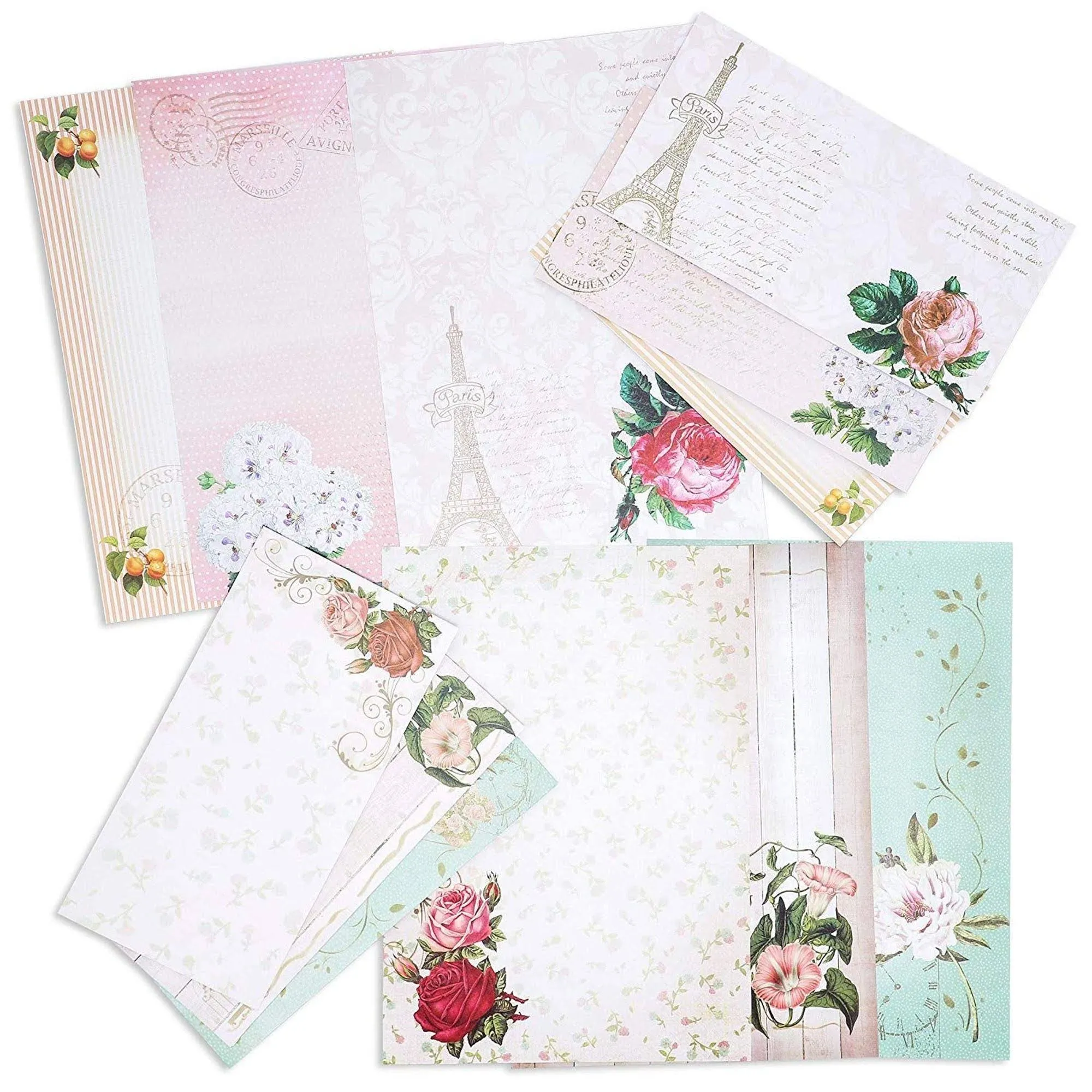 90 Piece Vintage Letter Writing Paper Set 60 Floral Stationery and 30 Matchin...