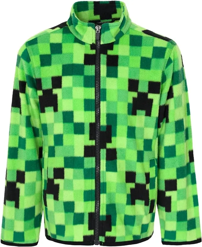 Minecraft Creeper Fleece Zip Up Jacket Little Kid to Big Kid