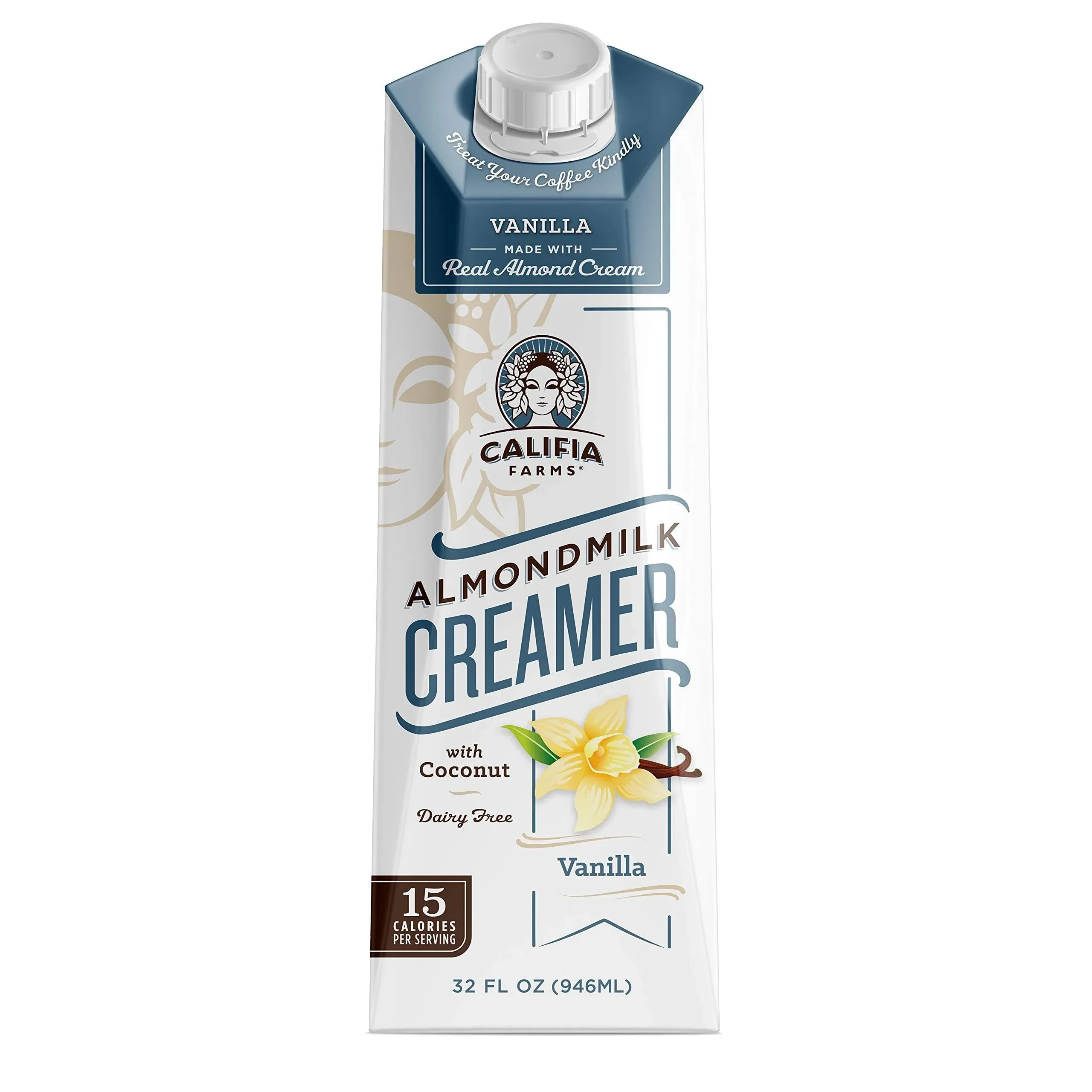 Califia Farms - French Vanilla Almond Milk Coffee Creamer 32 Oz Pack of 6 She...