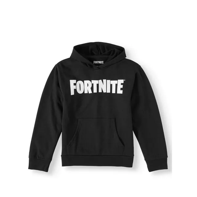 FORTNITE Logo Boys Hoodie Neck Long Sleeve Graphic T-Shirt (10/12) Black