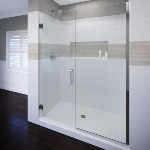 Miseno MSDF5976-SWING 76"H x 59"W Hinged Frameless Shower Door - Chrome