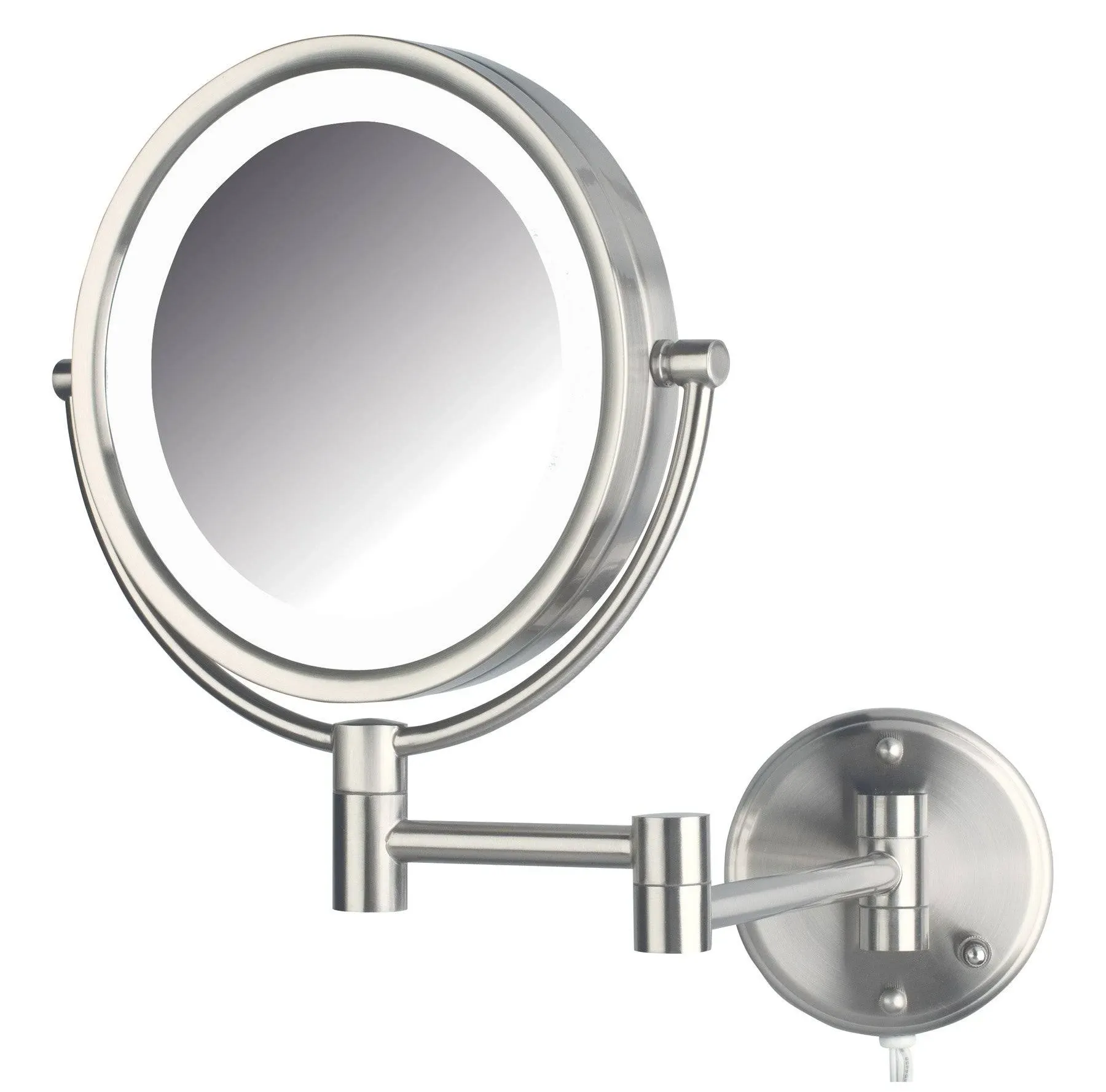 Jerdon HL88NL 8.5" LED Lighted Wall Mount Mirror with 8x Magnification, Nickel