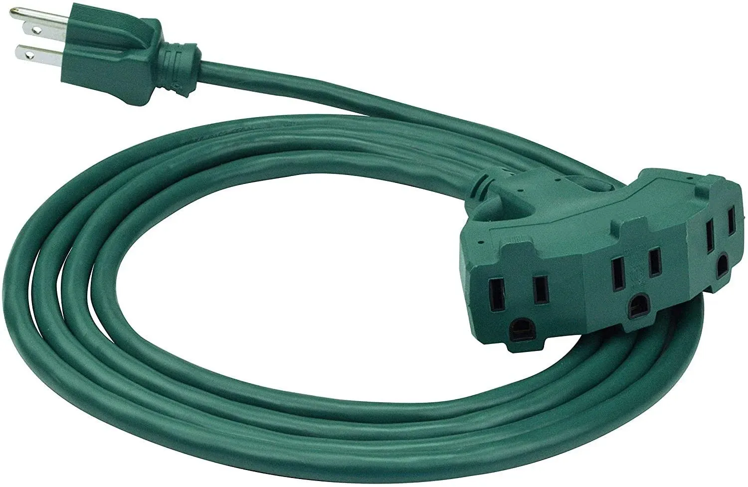 Clear Power 8 ft 3 Outlet Lawn & Garden Outdoor Extension Cord 16/3 SJTW, Green, Water & Weather Resistant, Flame Retardant, 3 Prong Grounded Plug, DCOC-0210-DC