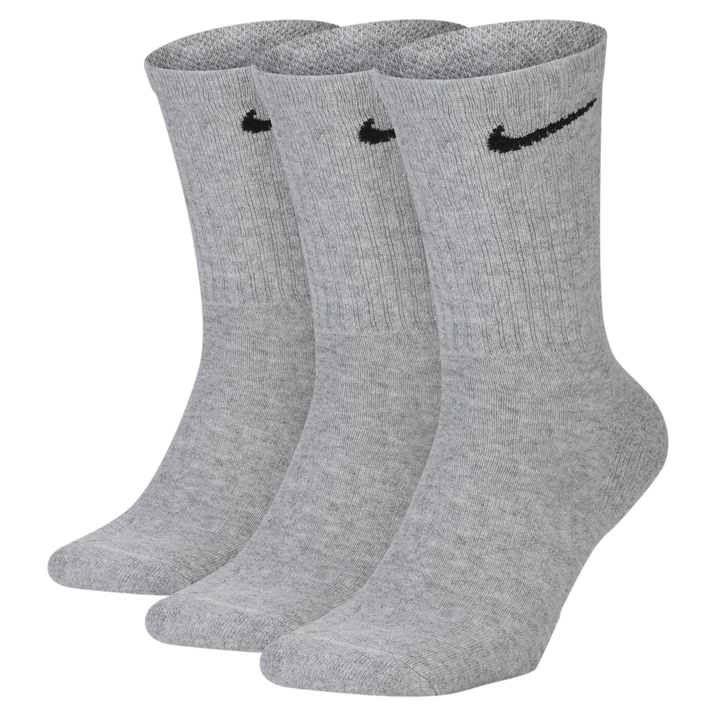 Nike Everyday Cushioned Training Crew Socks (3 Pairs) in Dark Grey Heather, Size: Medium | SX7664-063