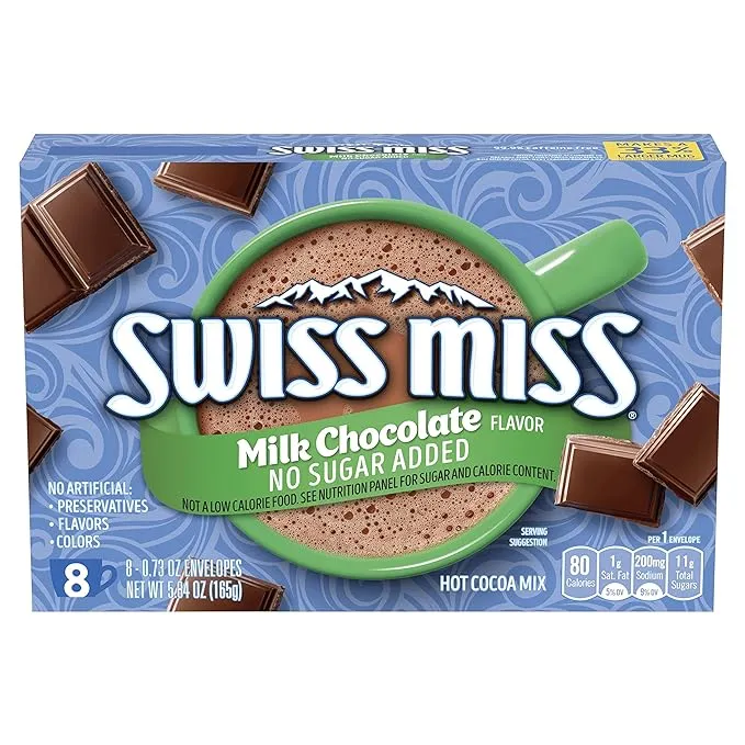 Swiss Miss Milk Chocolate No Sugar Added Hot Cocoa Mix