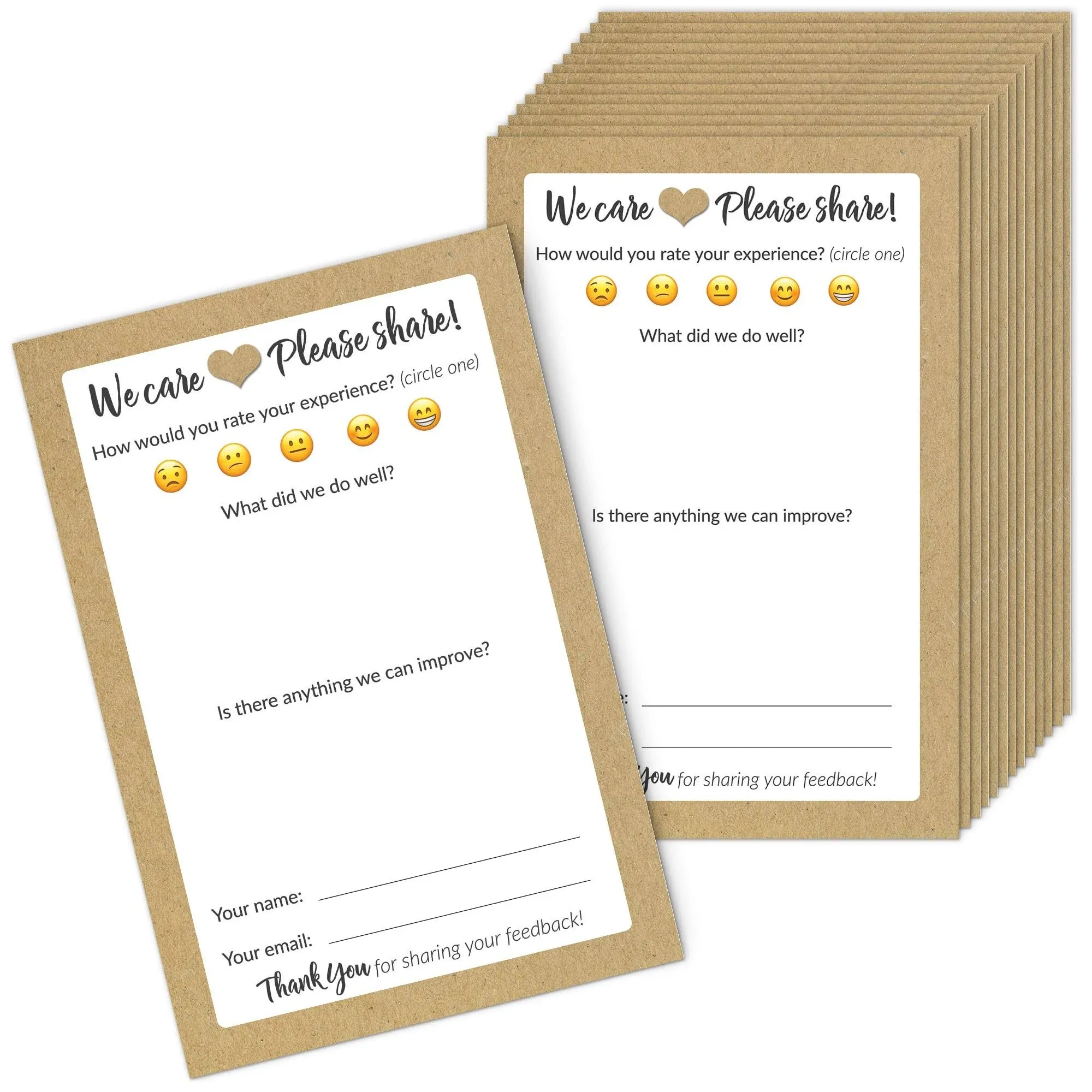 100 Suggestion Cards - 4x6" Comment Cards for Customers, Restaurants, Bed & Breakfast Decor and Bulk Hotel Supplies for Guests - Kraft Style Feedback Card and Suggestion Box Cards - Forms for Business