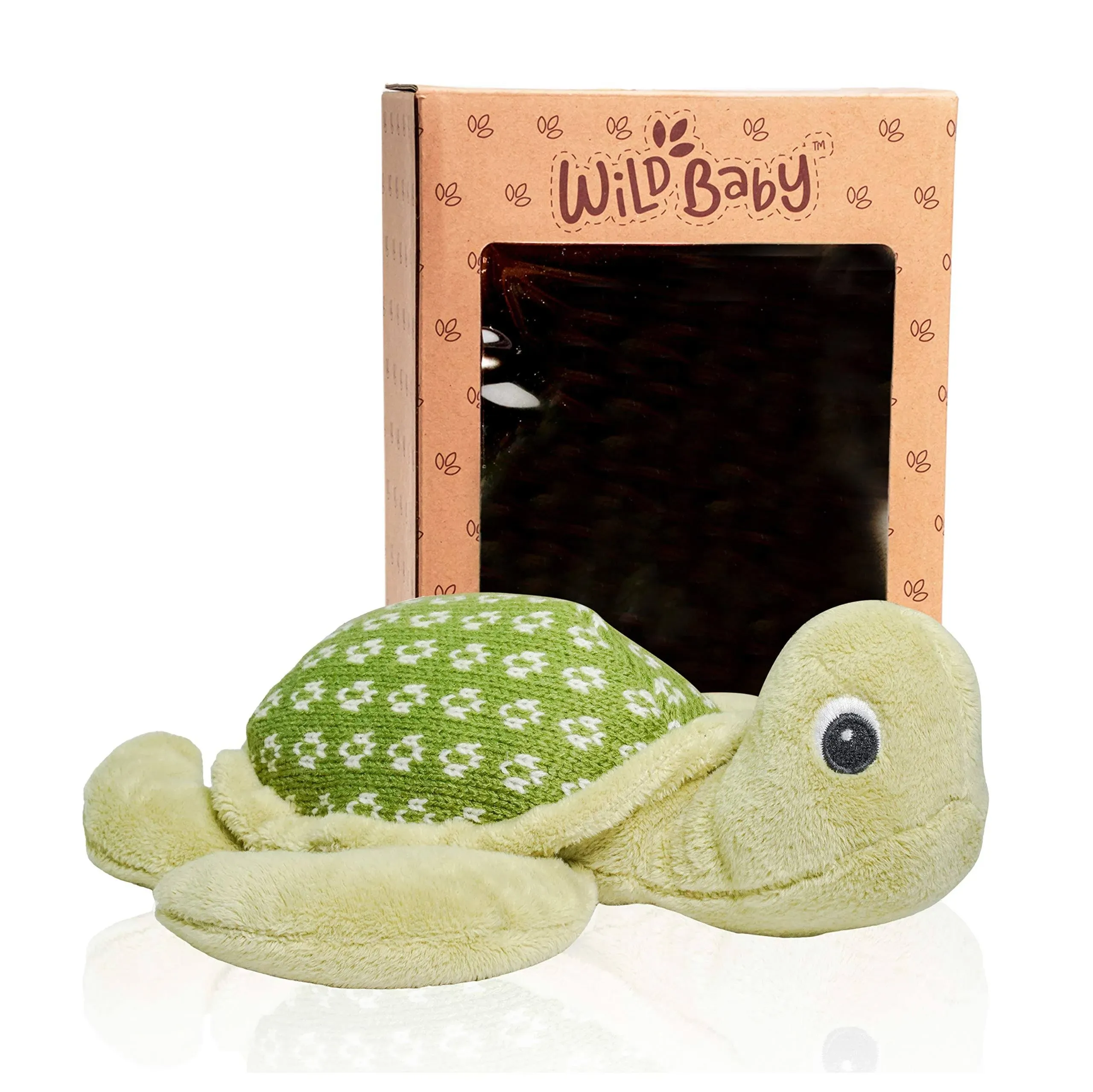 WILD BABY Microwavable Plush Pal - Cozy Heatable Weighted Stuffed Animal with Aromatherapy Lavender Scent, 12" Turtle