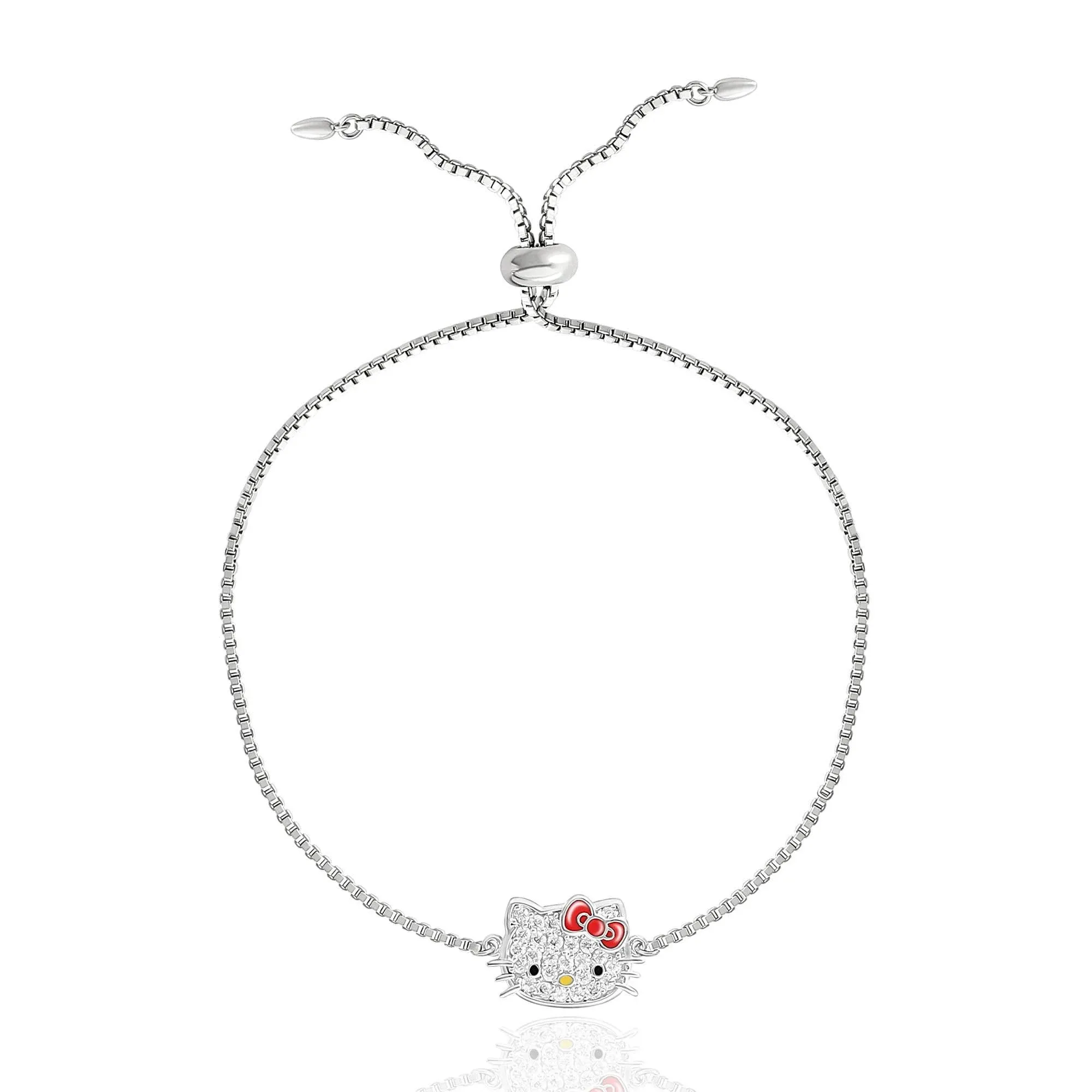 Women Sanrio Hello Kitty Officially Licensed Authentic Pave Hello Kitty Face Lariat Bracelet