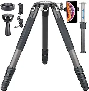 82" Carbon Fiber Bowl Tripod Heavy Duty Camera Tripod with 75mm Bowl and Adapter, 10 Layers Carbon Fiber 1.57" /40mm Leg Tube, Ultra Stable Professional Camera Tripod, Max Load 88Lbs/40kg (AS95C)