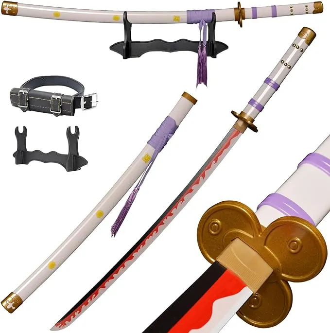 Forgemith Bamboo Anime Cosplay Swords：Roronoa Zoro/Kitetsu/Yama Enma/Trafalgar Law/Kozuki Oden/Edward Newgate,About 40.75/59 Inches,Anime Original Texture,for Role-Playing,Stage Performance and Gift