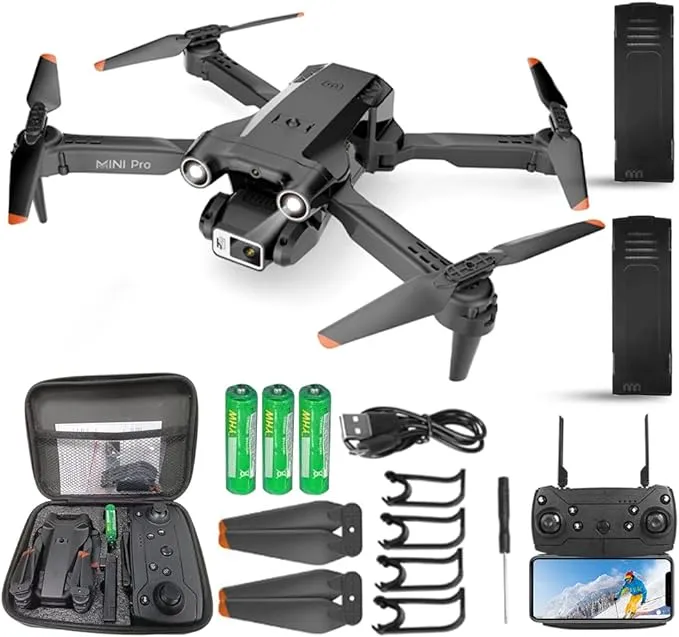 Smart Drone with Camera for adults,Obstacle Avoidance,120°Remote Control Adjustable Lens,Foldable FPV Drones,One-key start /Altitude Hold/Gestures Selfie/3D Flips, 2 Batteries ,Toys Gifts for Kids and Adults