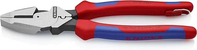 High Leverage Lineman's Pliers New England with Tape Puller & Crimper-Tethered Attachment Knipex