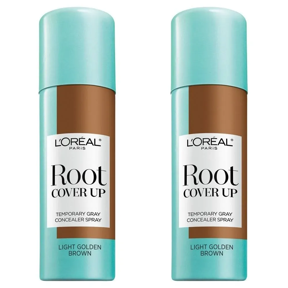 L'Oreal Paris Hair Color Root Cover Up Temporary Gray Concealer Spray Light Golden Brown (Pack of 2) (Packaging May Vary)