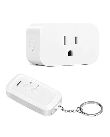 DEWENWILS Indoor Remote Control Outlet, Wireless Remote Light Switch, No Interference Remote Outlet Switch, 15A/1875W, 100ft RF Range, White