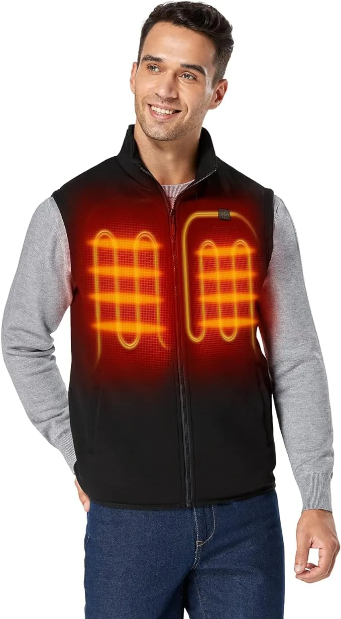 ORORO Men's Heated Vest with Battery, Lightweight Heating Fleece Vest (Charger Not Included)