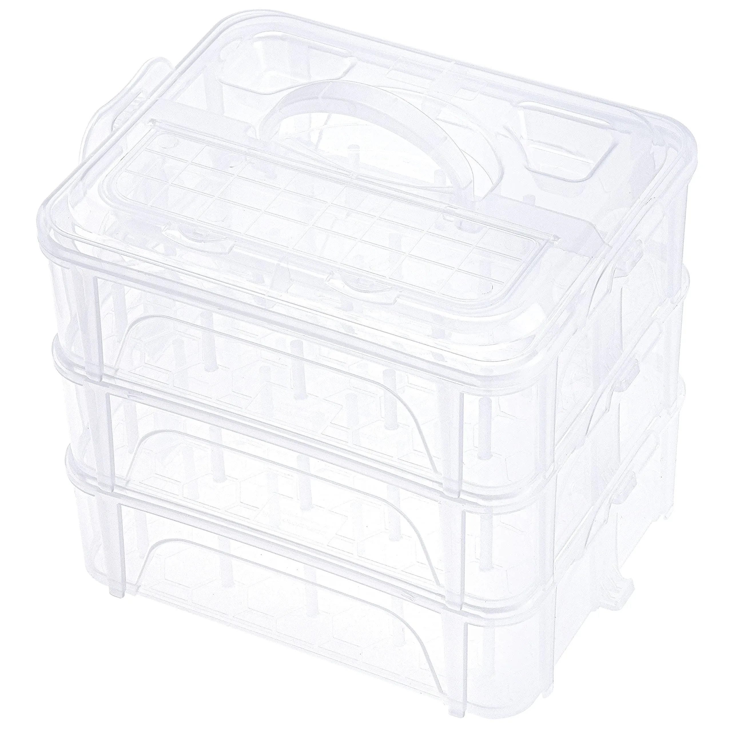 New brothread 3 Layers Stackable Clear Storage Box/Organizer for Holding 60 ...