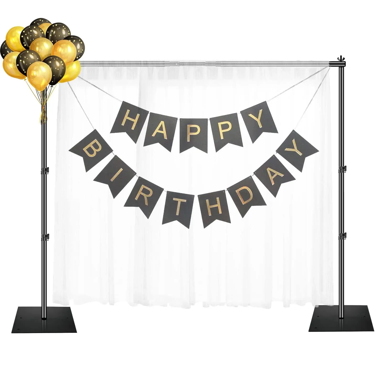 Emart Backdrop Stand, 6.5x10 ft Adjustable Photo Background Pipe 6.5x10ft Black