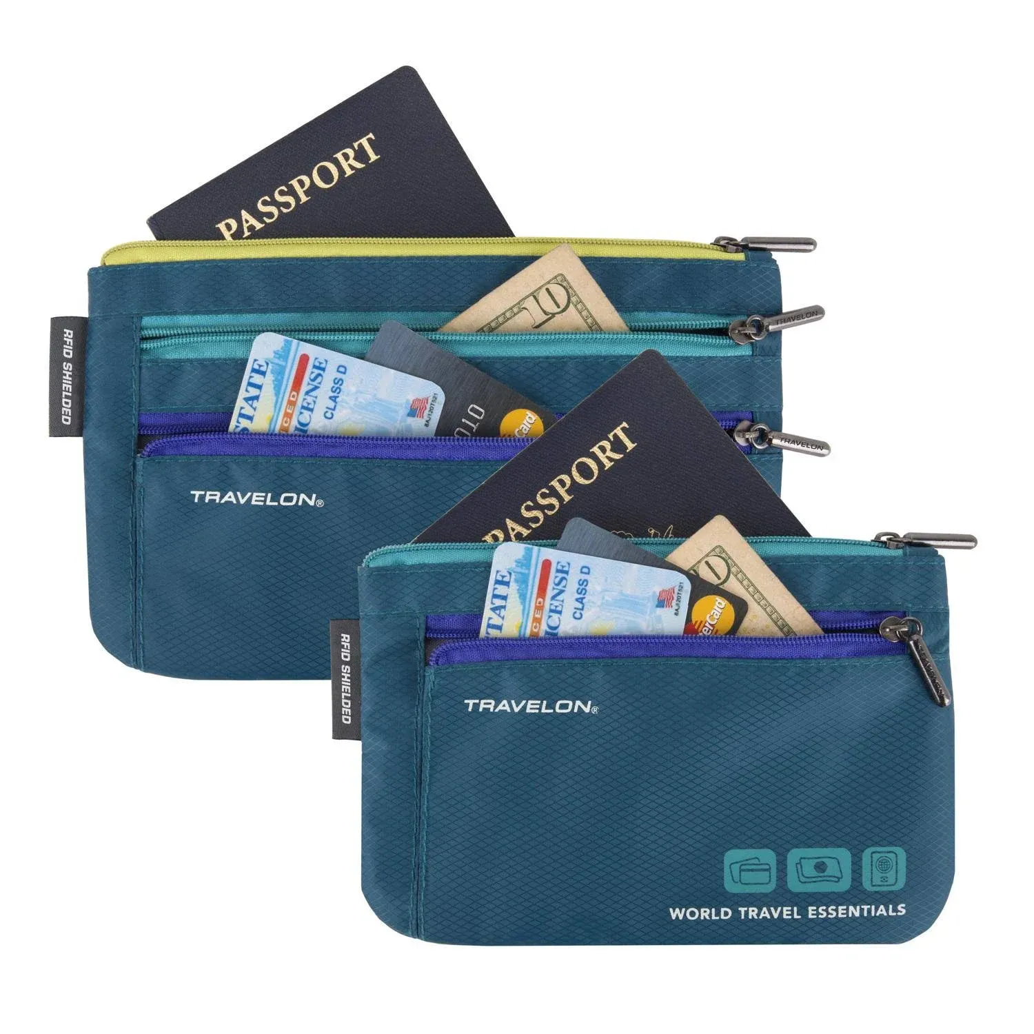 Travelon World Travel Essentials Set of 2 Currency and Passport Organizers