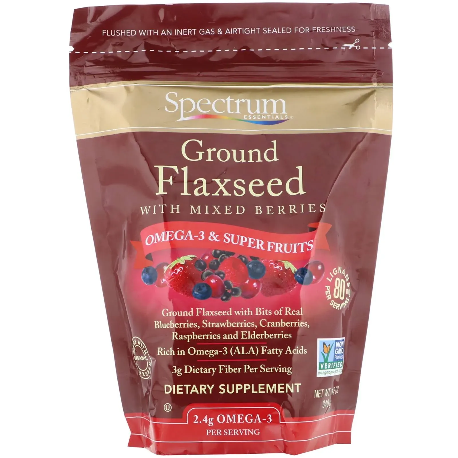 Spectrum Essentials Flaxseed with Mixed Berries, Ground - 12 oz