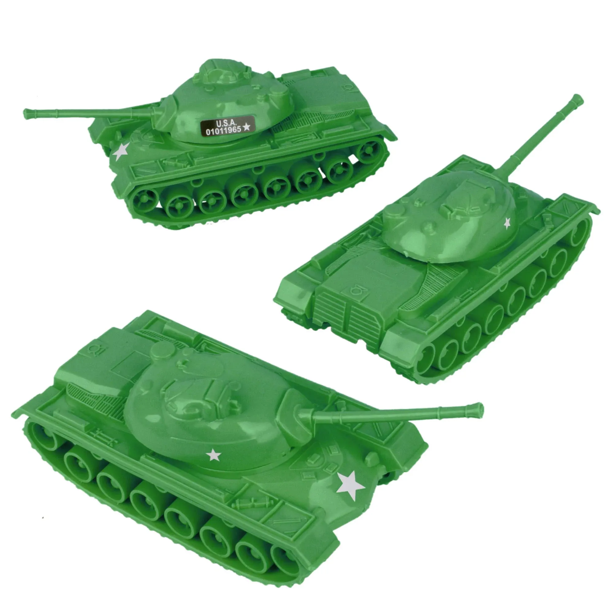 TimMee Toy Tanks for Plastic Army Men Green WW2 3PC - Made in